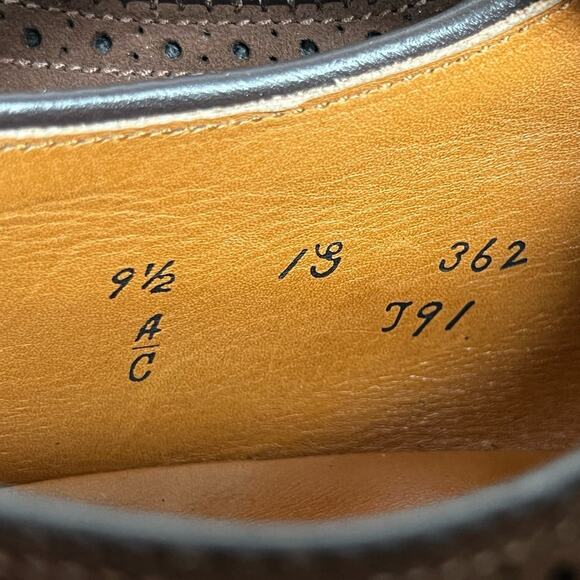 Rare Vintage 1990’S| Alden 9.5 AC Brown Long Wingtip Blucher Derby Dress Shoes - Picture 8 of 12